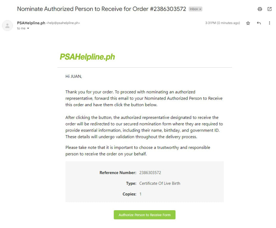 How to nominate relatives to receive orders from PSAHelpline.ph